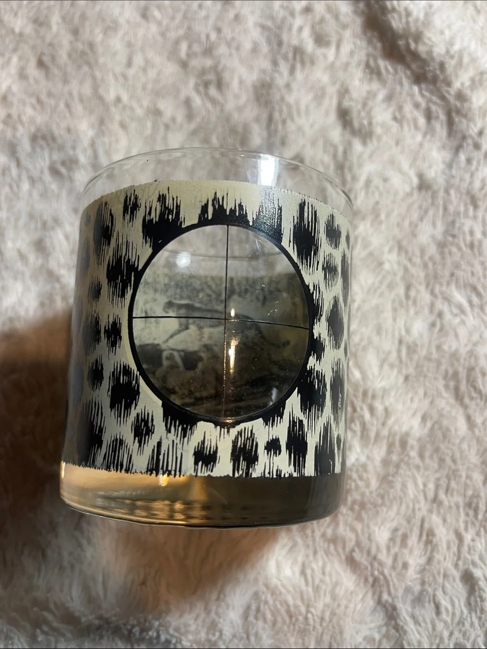 Leopard-Pattern Glass in Black and Cream